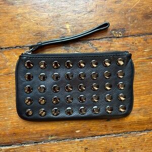 J.Crew Studded Wristlet Leather Black